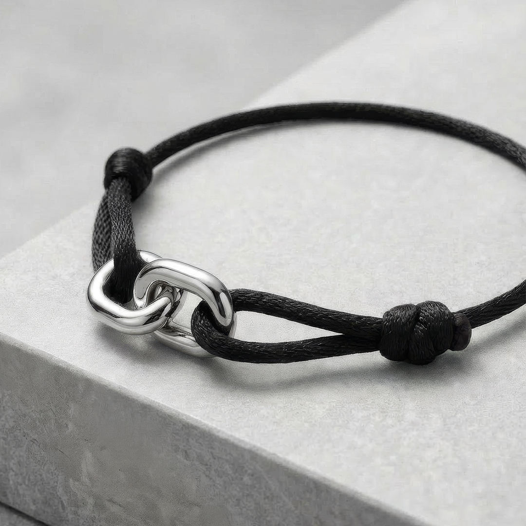 CORD ARMBAND (SILBER) 3MM SCHWARZ