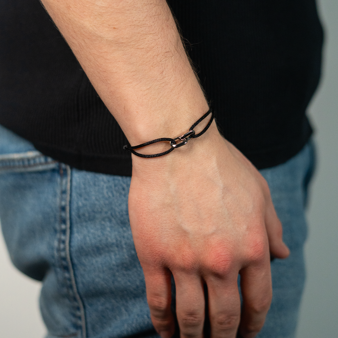 CORD ARMBAND (SILBER) 3MM SCHWARZ