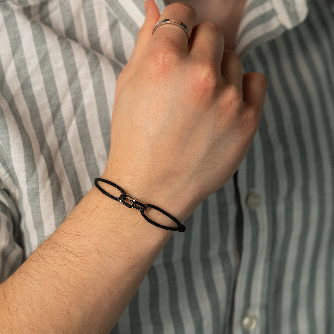 CORD ARMBAND (SILBER) 3MM SCHWARZ