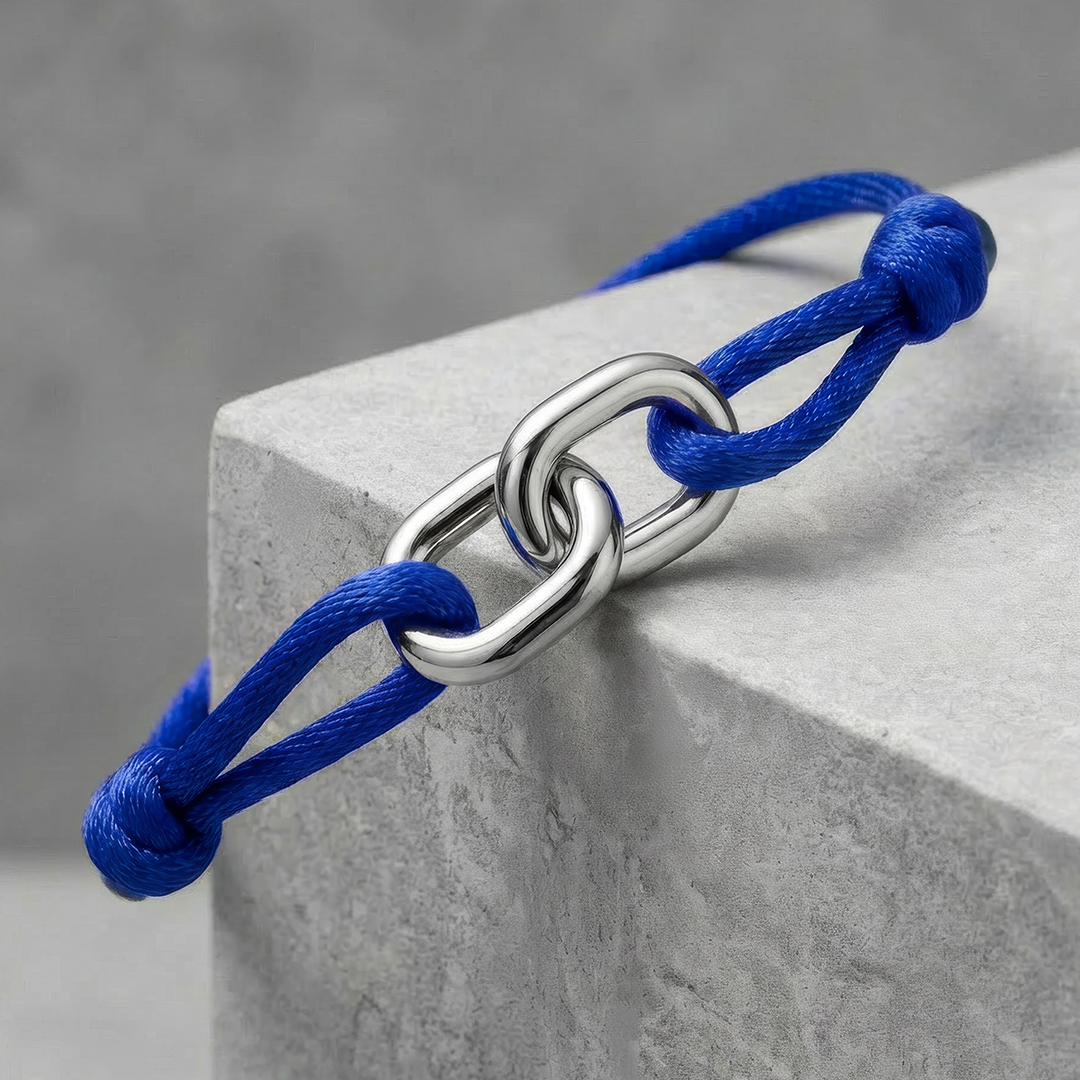 CORD ARMBAND (SILBER) 3MM BLAU