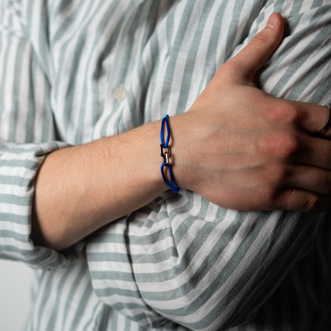 CORD ARMBAND (SILBER) 3MM BLAU