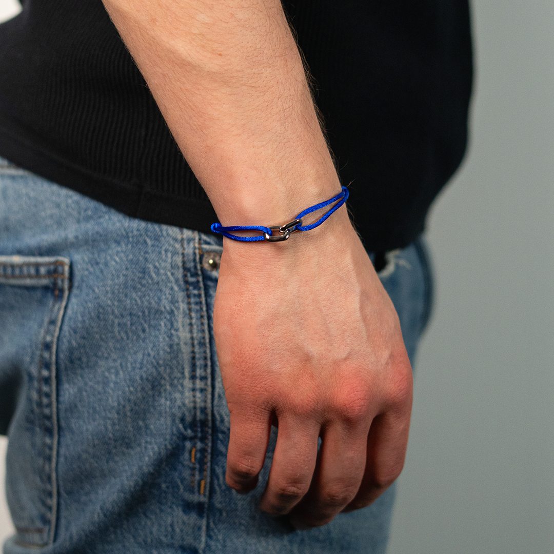 CORD ARMBAND (SILBER) 3MM BLAU