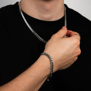 SILBER SET CUBAN 6MM HALSKETTE & ARMBAND