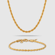 GOLD SET ROPE 3MM HALSKETTE & ARMBAND