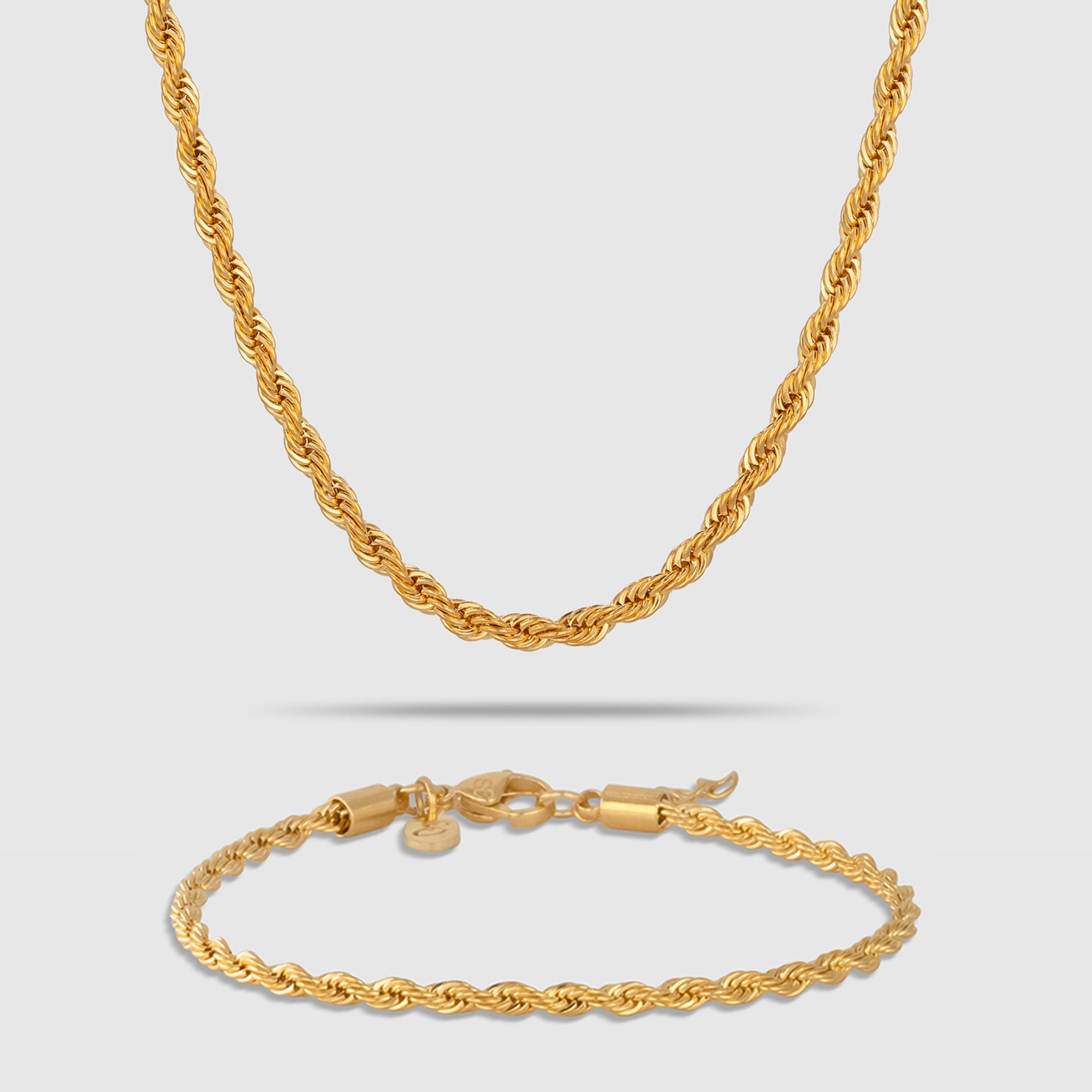 GOLD SET ROPE 3MM HALSKETTE & ARMBAND