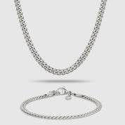 SILBER SET CUBAN 4MM HALSKETTE & ARMBAND