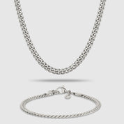 SILBER SET CUBAN 6MM HALSKETTE & ARMBAND