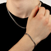 SILBER SET CUBAN 4MM HALSKETTE & ARMBAND