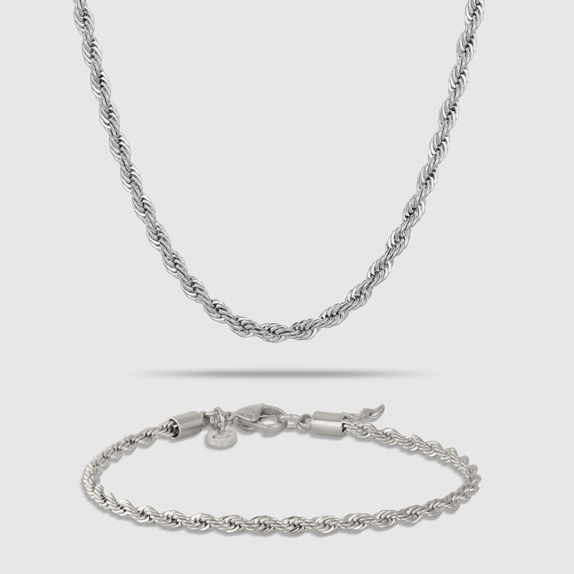 SILBER SET ROPE 3MM HALSKETTE & ARMBAND