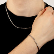 SILBER SET ROPE 3MM HALSKETTE & ARMBAND