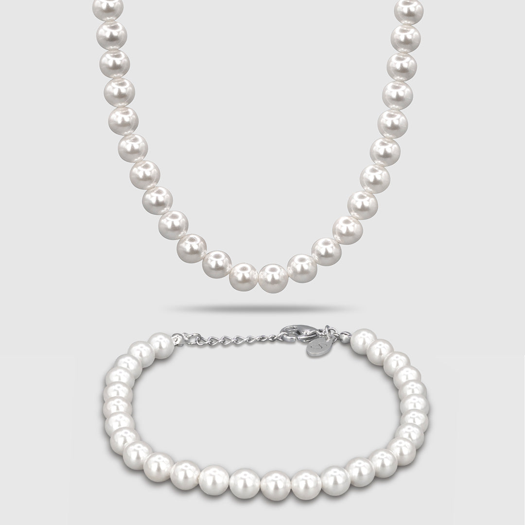 PEARL SET HALSKETTE & ARMBAND WEIß